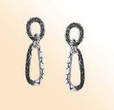 Sterling Silver Textured Oval Link Drop Earrings With Handcrafted Balinese Design